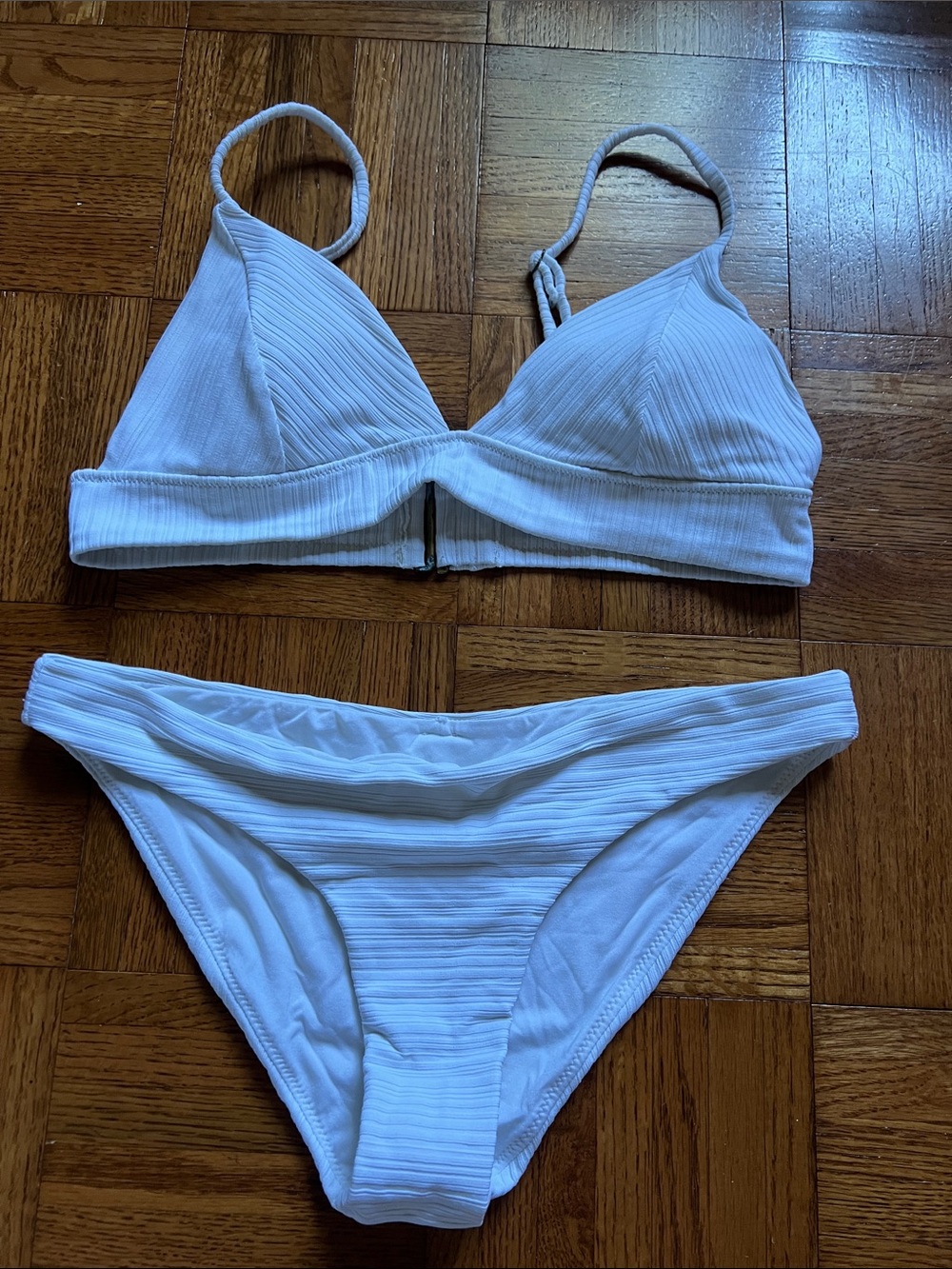 Rip Curl Premium Surf White Ribbed Triangle Bikini Set